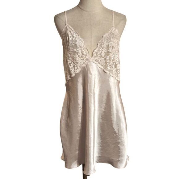 In Bloom Blush Pink Satin And Lace Slip Dress Nightie - Picture 1 of 6